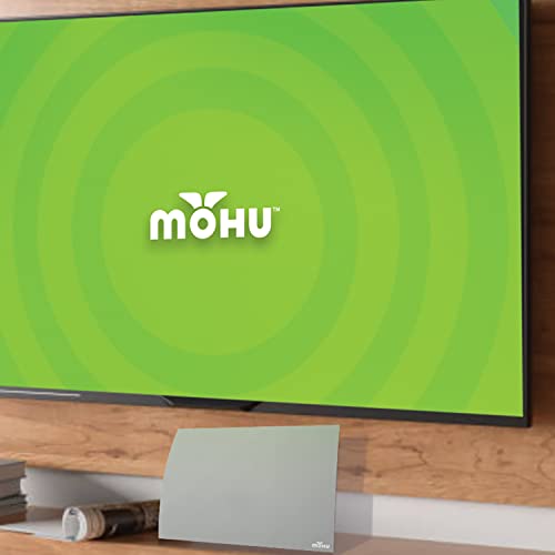 Mohu Gateway Indoor TV Antenna, Modern Curve Design, 40-Mile Range, UHF VHF, Multi-Directional, 4K UHD, NEXTGEN TV - w/Base Stand, 10ft. Cable (Grey)