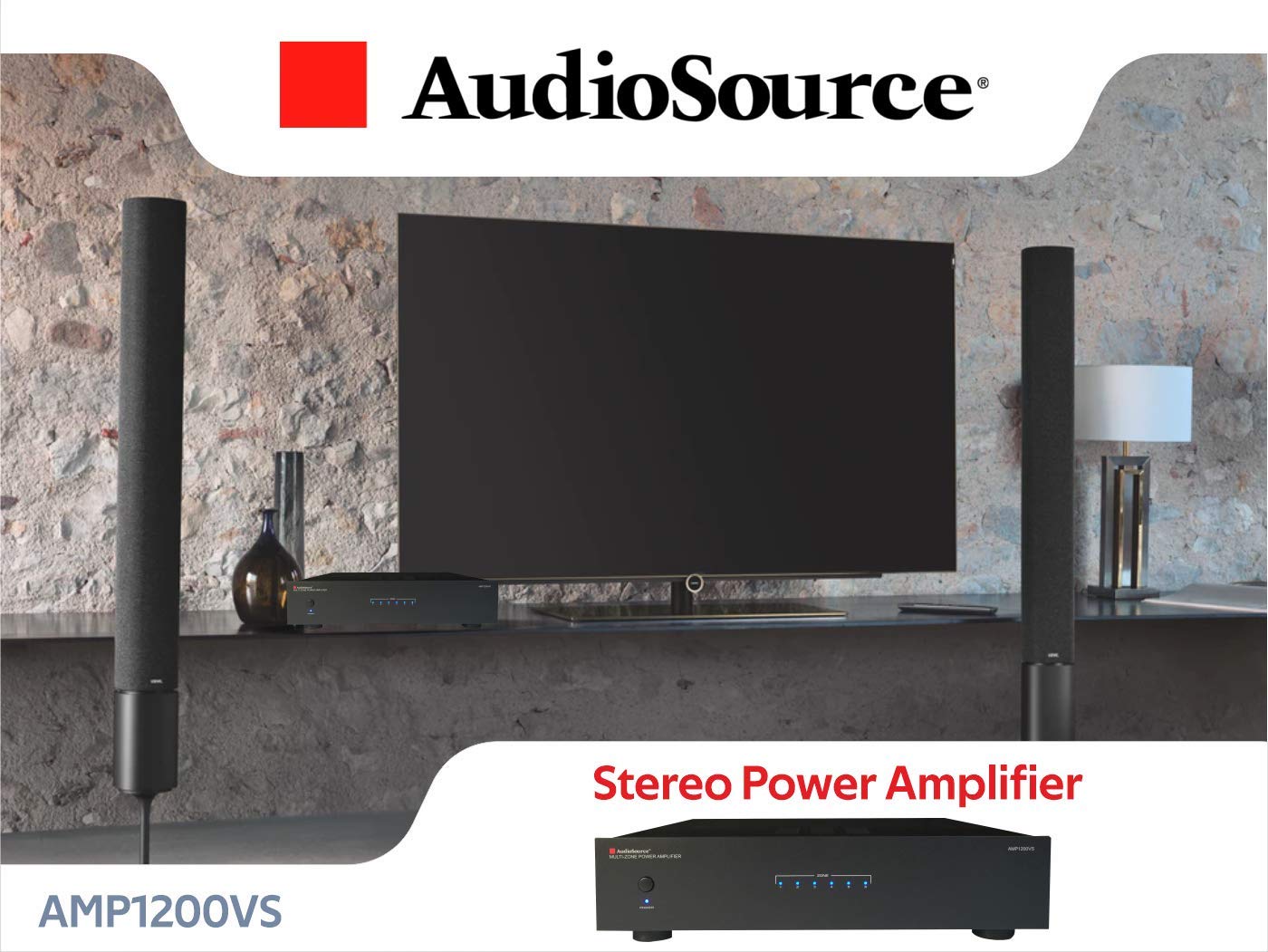 AudioSource Analog Amplifier, Stereo More Versatility A Amplifier AMP1200VS for Home Sound Systems (Renewed)