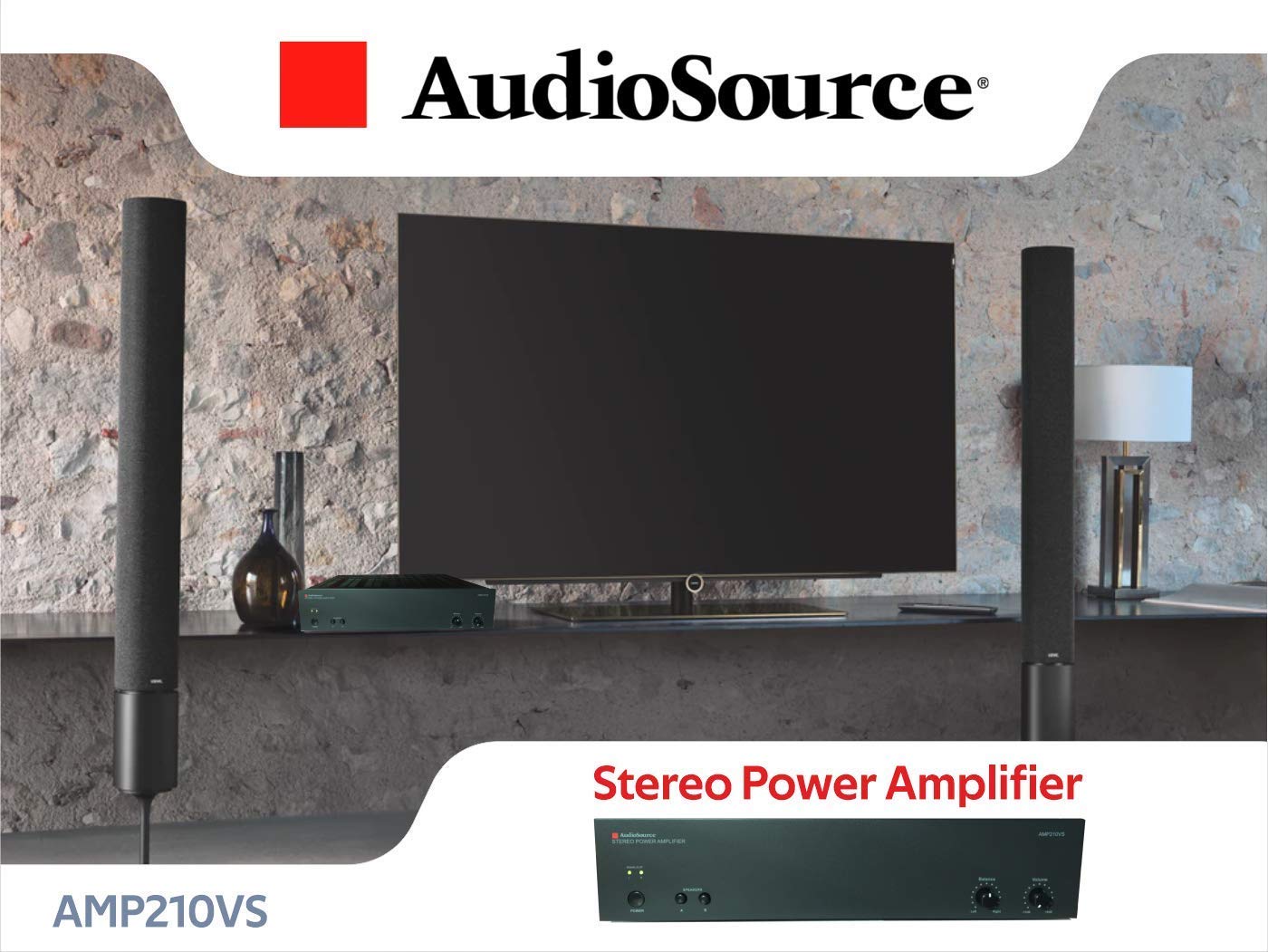 AudioSource Analog Amplifier, Stereo Power A Amplifier AMP210VS for Home Sound Systems (Renewed)