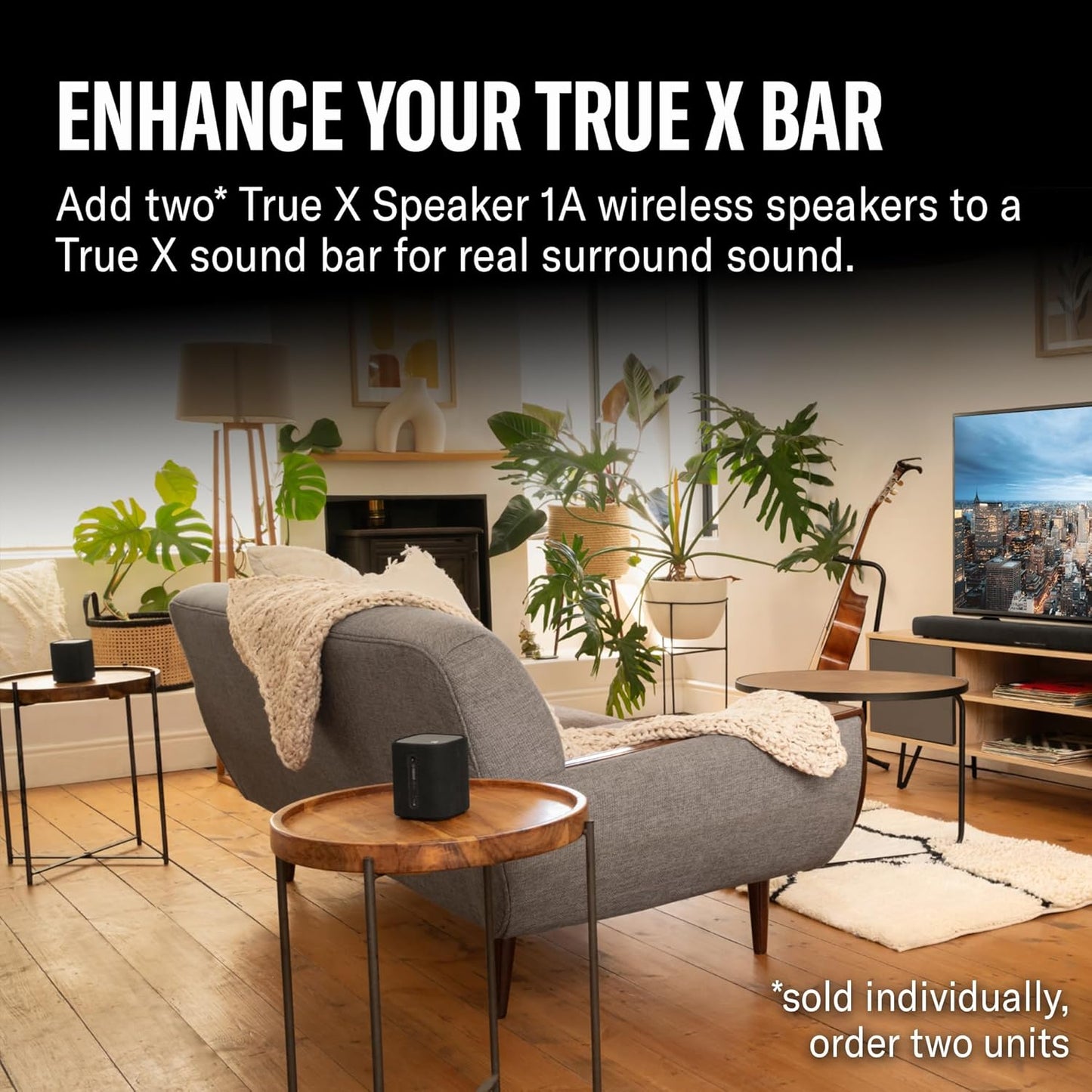 YAMAHA True X Speaker 1A Portable, Wireless, Surround Sound Speaker with Bluetooth. Works Exclusively with True X Sound Bars. Black