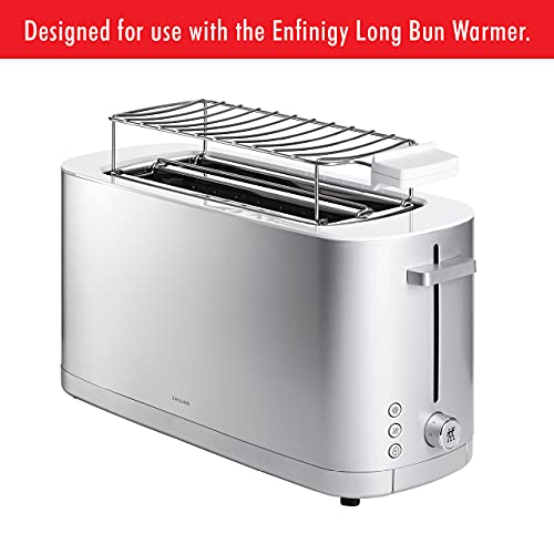 ZWILLING Enfinigy 2 Long Slot Toaster, 4 Slices with Extra Wide 1.5" Slots for Bagels, 7 Toast Settings, Even Toasting, Reheat, Cancel, Defrost, Silver