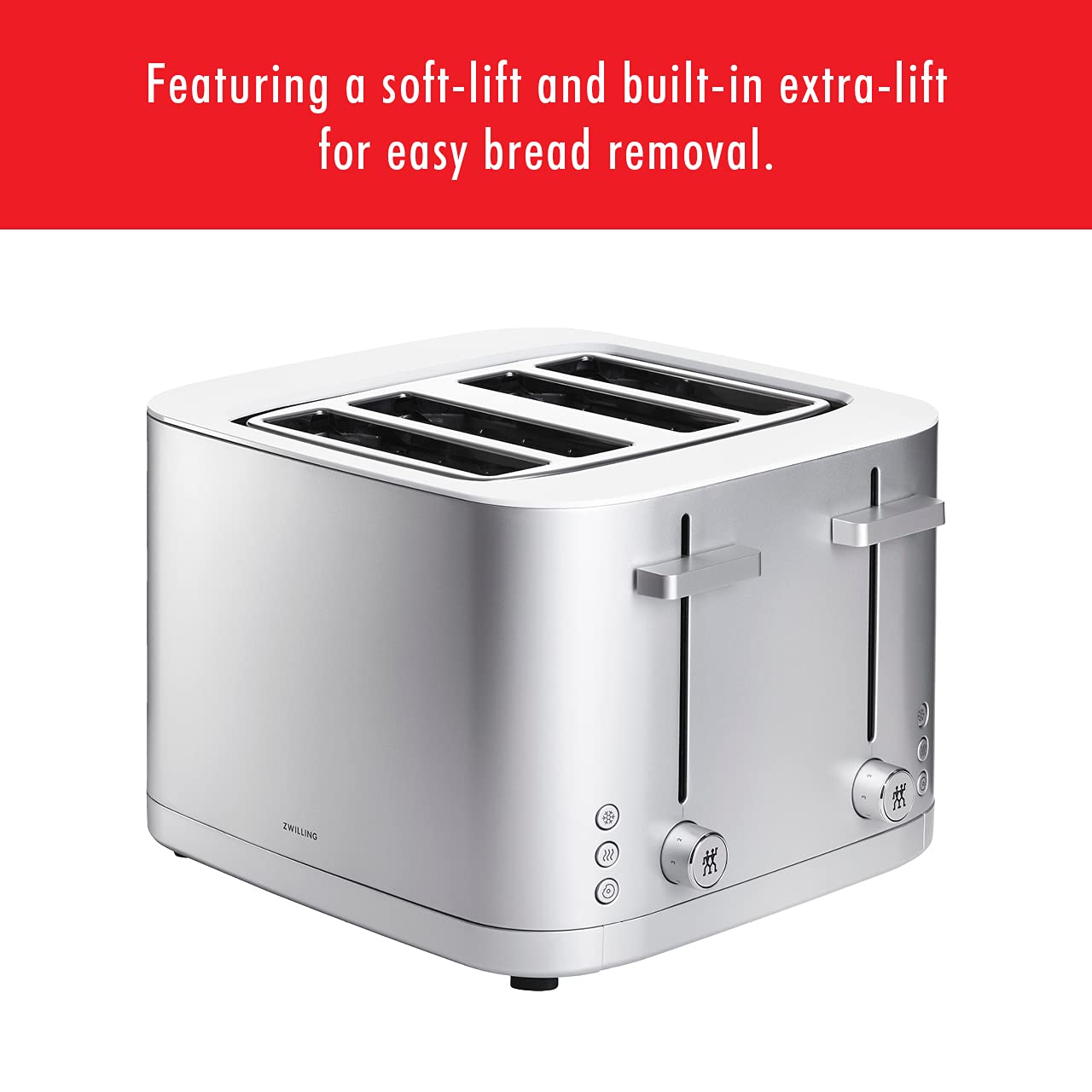 Zwilling Enfinigy 4 Slice Toaster with Extra Wide 1.5" Slots for Bagels + 7 Toast Settings