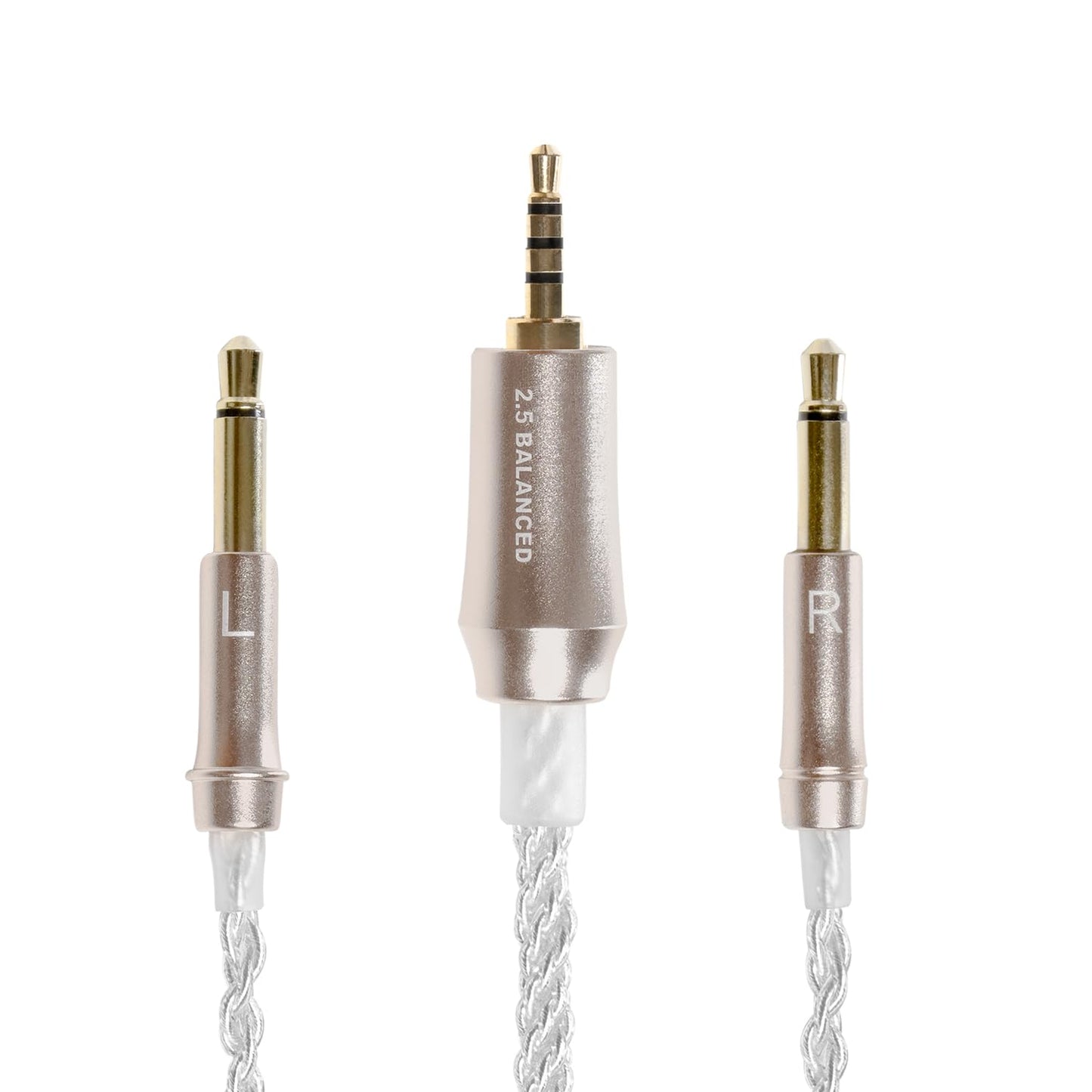 MEZE AUDIO | 99 Series Silver Plated Upgrade Balanced Cable 2.5mm Jack | Headphones HiFi Cable Replacement 2.5mm Male to Dual TS Mono 3.5mm Male Connector Plug | Cable Length 1.2m/3.9ft