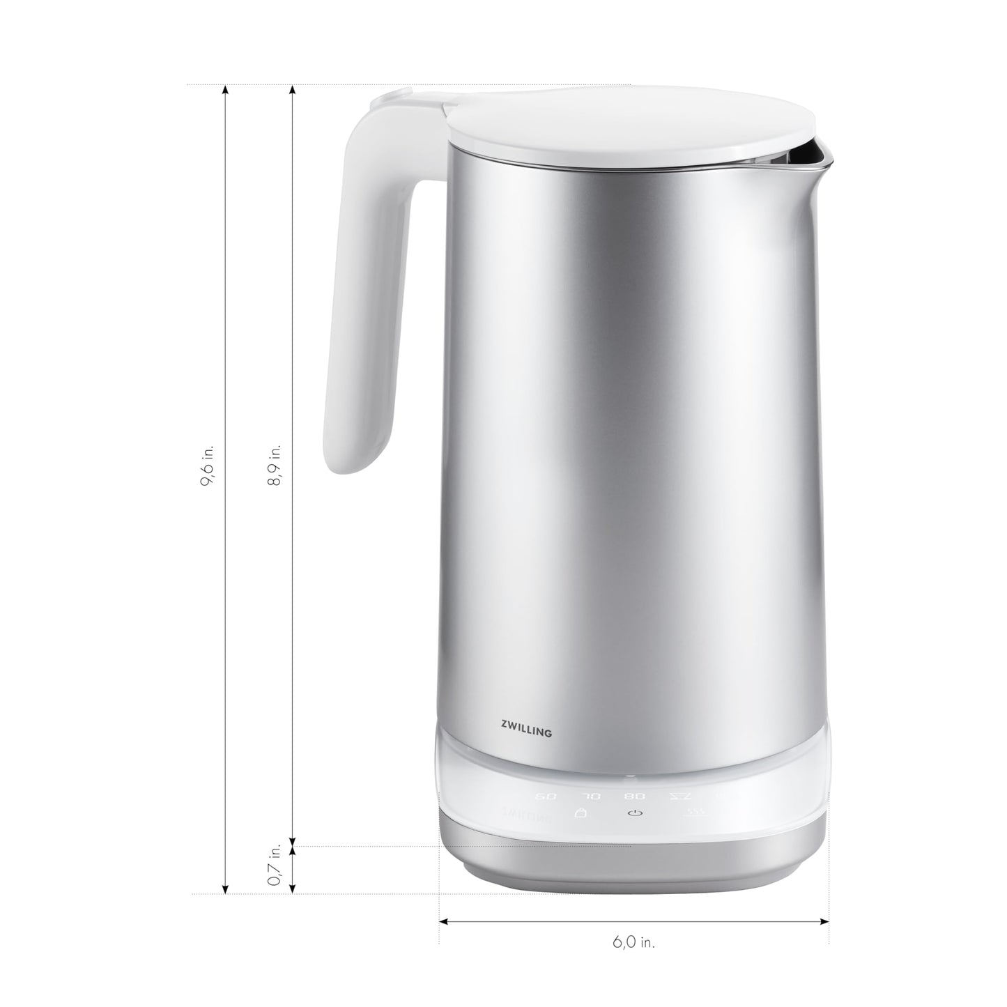 ZWILLING Enfinigy Cool Touch 1-Liter Electric Kettle Pro, Cordless Tea Kettle & Hot Water - Silver