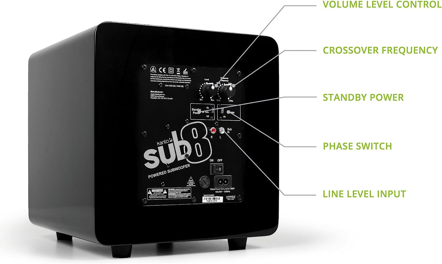 Kanto SUB8 Subwoofer 8" Powered Subwoofer - Subwoofers - electronicsexpo.com