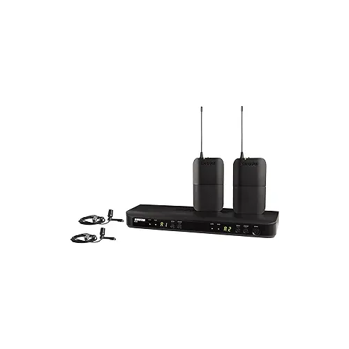 Shure BLX188/CVL Wireless Microphone System for Two Presenters with BLX88 Dual Channel Receiver, 2X BLX1 Bodypacks and 2X CVL Centraverse Lavalier Condenser Mics - H9 Band