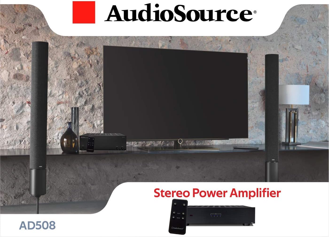 AudioSource Digital Amplifier, 8 Channels Stereo Versatility D Amplifier AD508 for Home Sound Systems (Renewed)