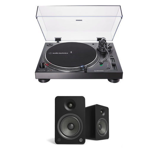 Audio-Technica AT-LP120XBT-USB Wireless Turntable (Black) with Kanto YU6 Matte Black Powered Speakers - Bundle -  - electronicsexpo.com