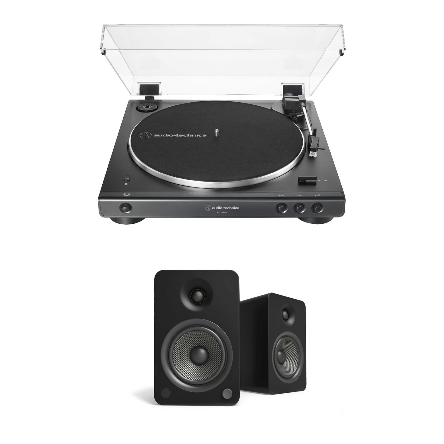 Audio-Technica AT-LP60XBT-BK Turntable (Black) with  Kanto YU6 Matte Black Powered Speakers - Bundle -  - electronicsexpo.com