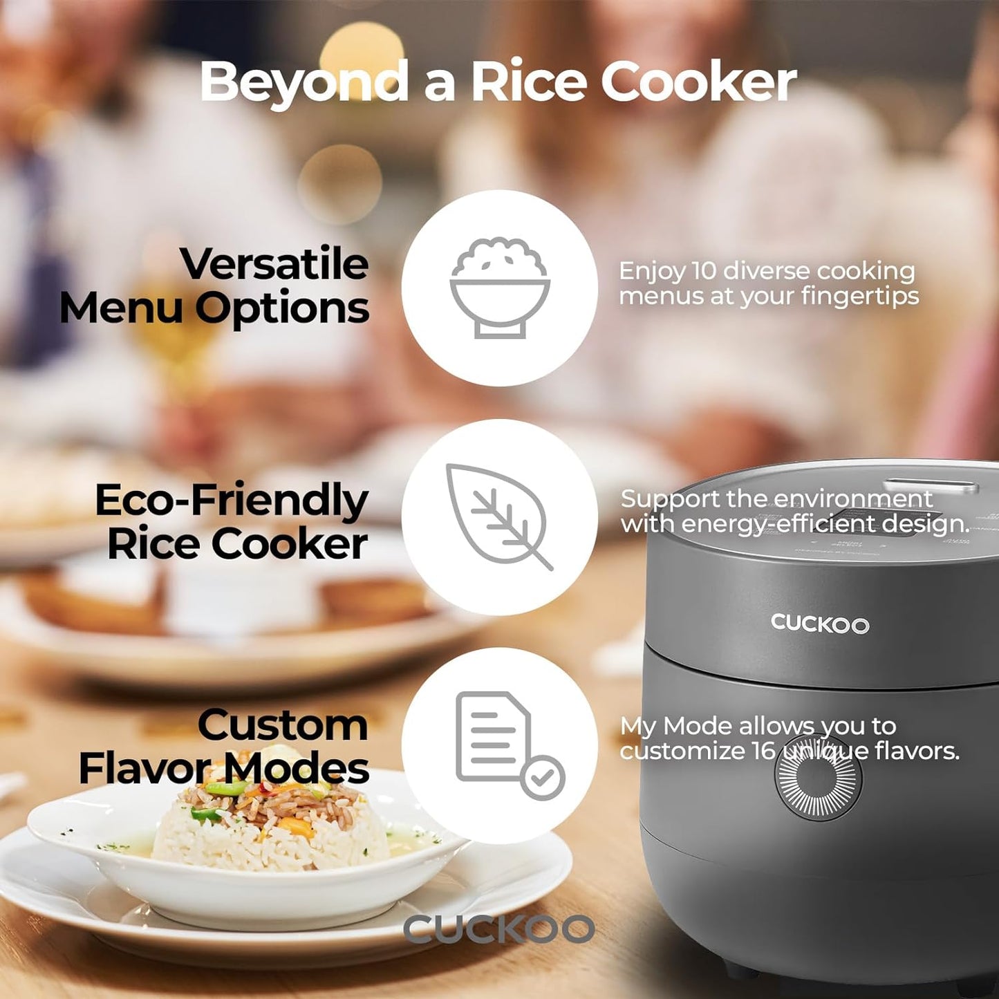 Cuckoo CR-0375F Micom Small Rice Cooker with 10 Menu Options