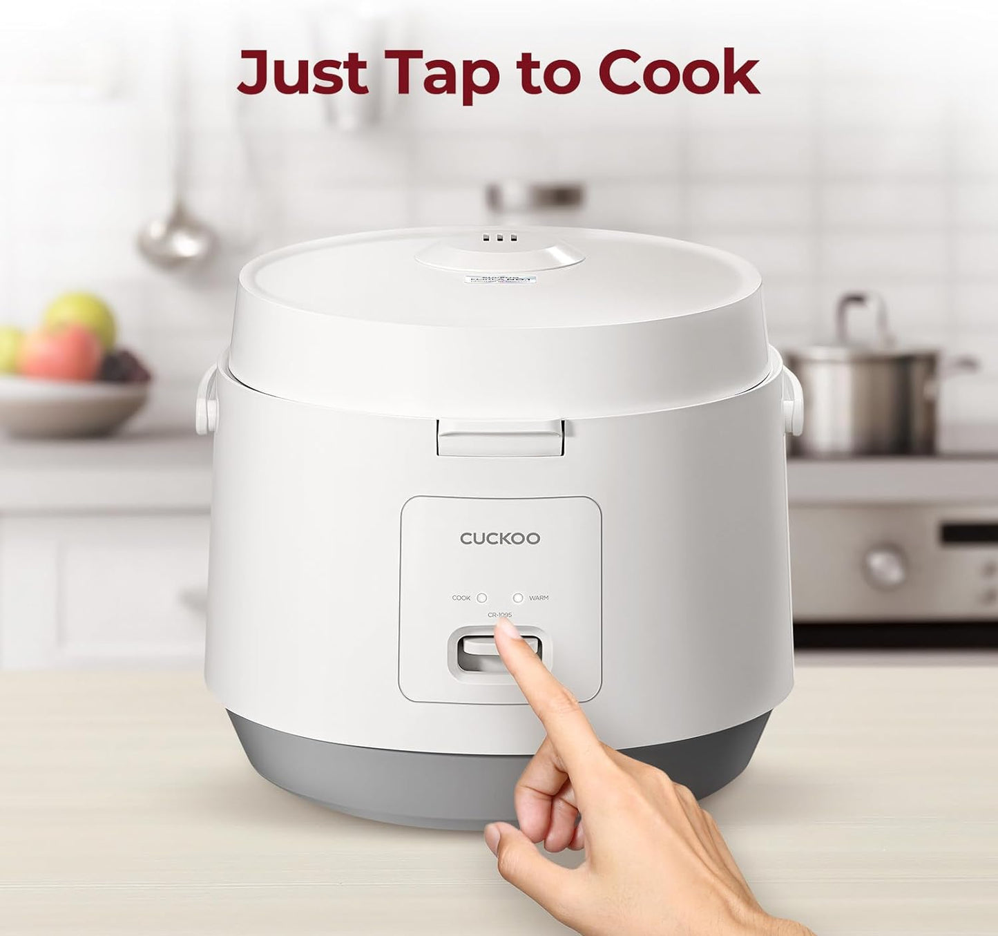 Cuckoo CR-1095 10 Cups Basic Electric Rice Cooker and Warmer, Nonstick Inner Pot (White/Gray)