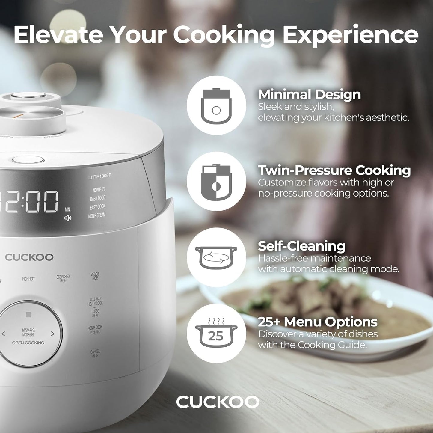 Cuckoo CRP-LHTR0609FW Small Stainless Steel Rice Cooker with Induction Heating Dual Pressure & 16+ Menu Options (White)