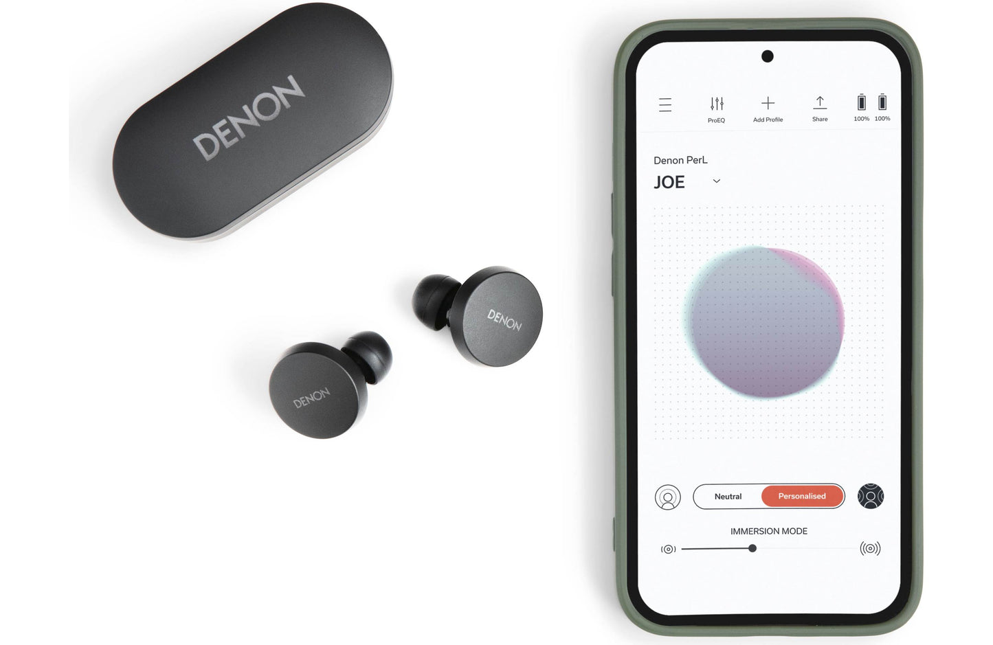 Denon PerL Wireless Noise-Canceling Earbuds with Personalized Sound