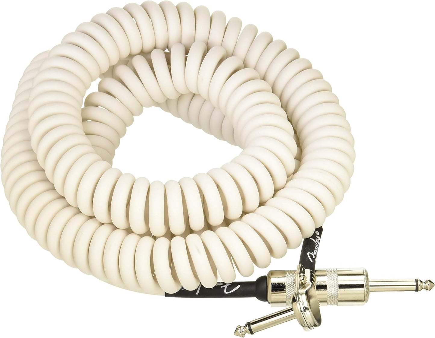 Fender Hendrix Voodoo Child Coiled Instrument Cable, with Limited, Straight/Angle (White/30ft)