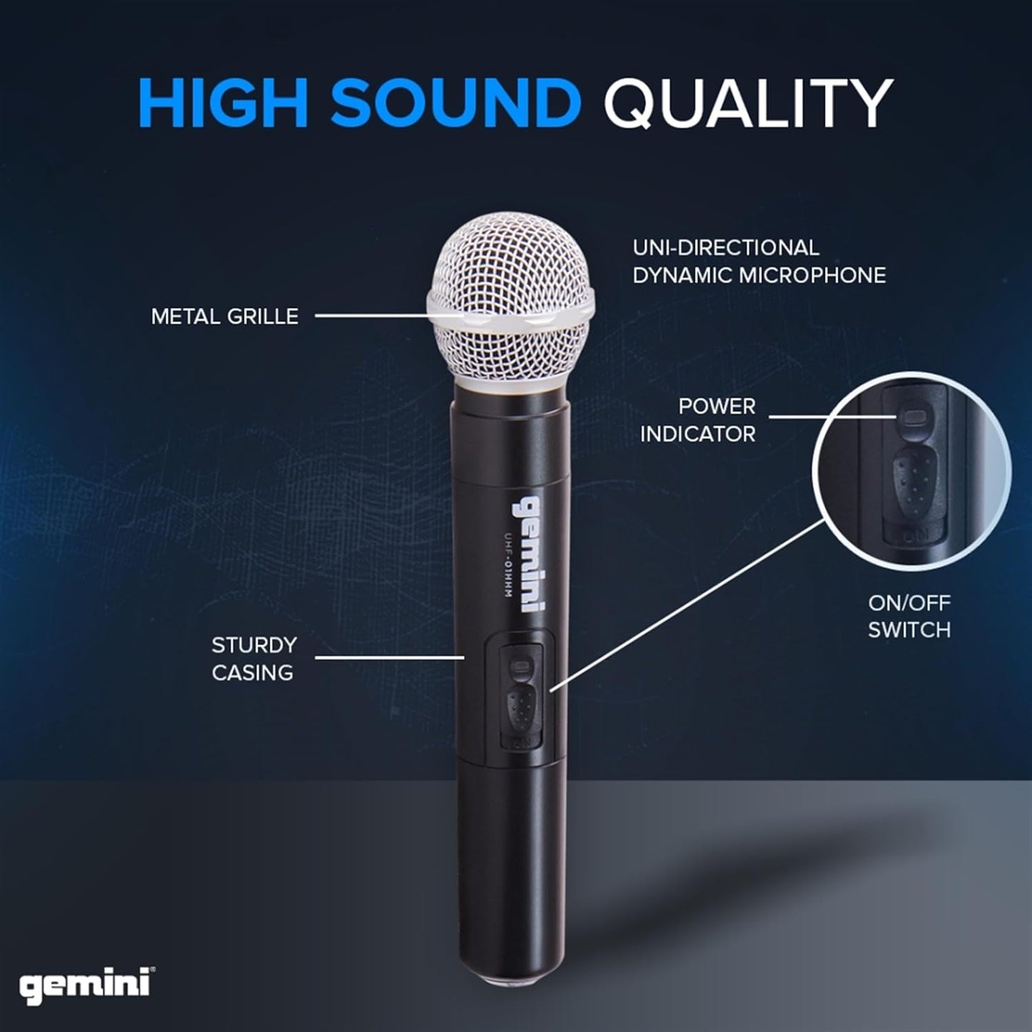 Gemini UHF-02M S12 Dual Wireless Handheld Microphone System