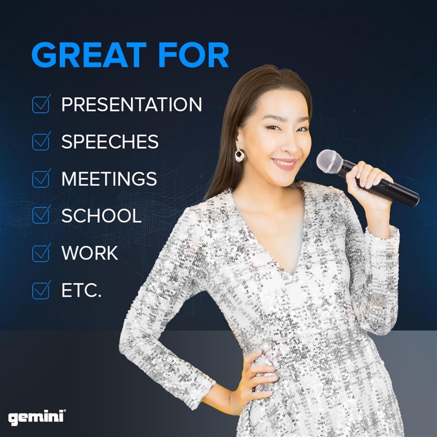 Gemini UHF-02M S12 Dual Wireless Handheld Microphone System