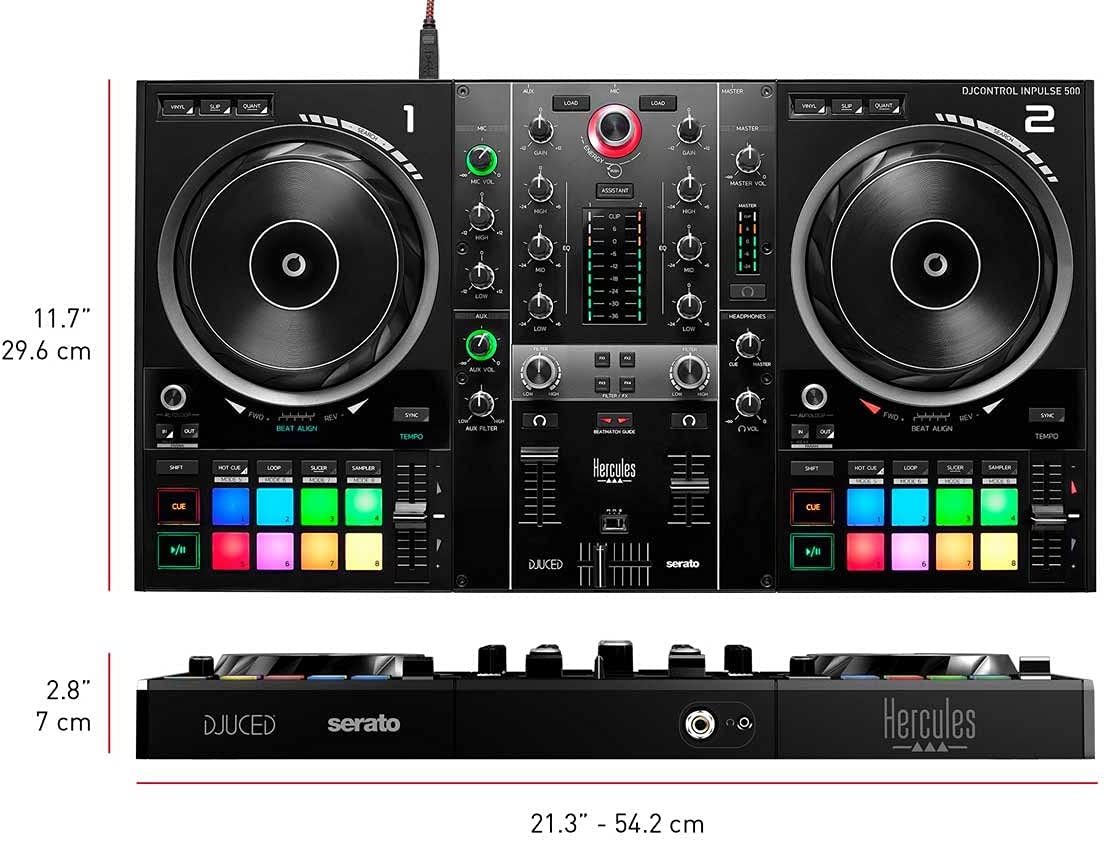 Hercules DJControl Inpulse 500 2-Deck USB DJ Controller for Serato DJ and DJUCED (Open Box)