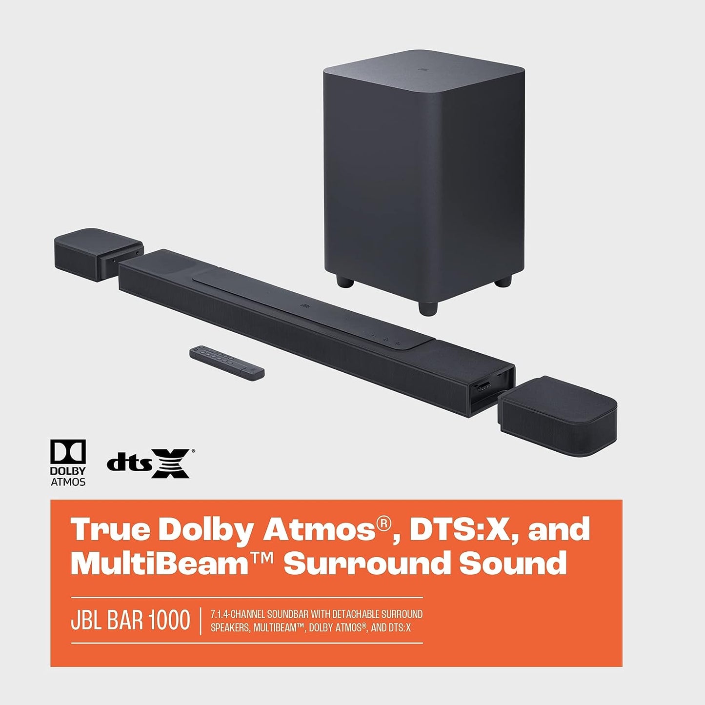 JBL Bar 1000 Powered 7.1.4-Channel Sound Bar System with Bluetooth, Wi-Fi, Apple AirPlay 2, DTS:X, and Dolby Atmos