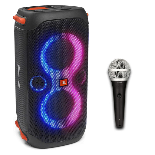 JBL PartyBox 110 Portable Wired Microphone Speaker Bundle Includes 1 Shure PGA48 Dynamic Microphones (Bundle)