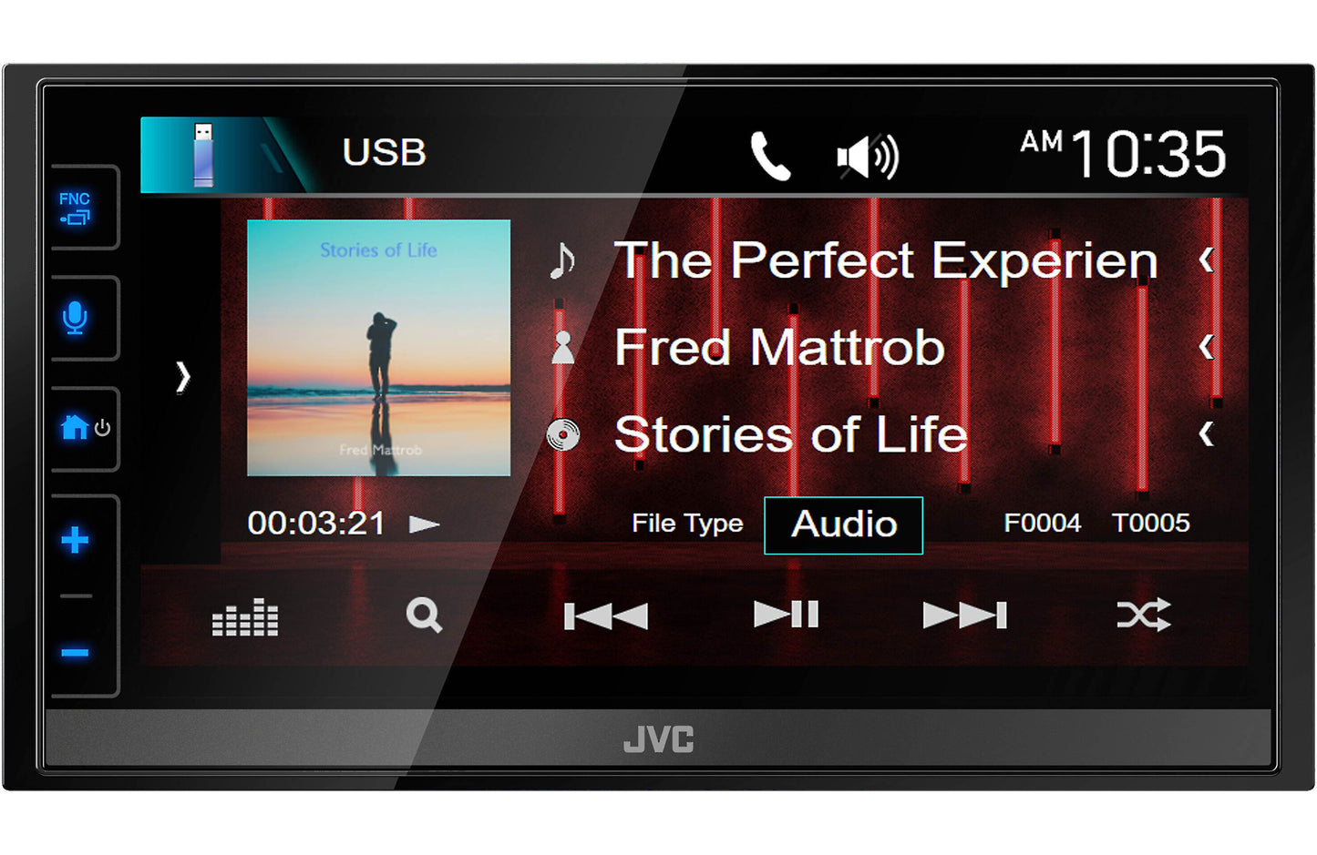 JVC KW-M780BT Apple CarPlay Android Auto Digital Media Player, Double-DIN, 6.8" LCD Touchscreen