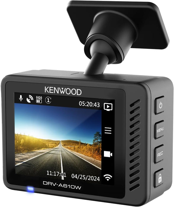 Kenwood DRV-A510WDP HD Dash Cam with 2" Display, Wi-Fi, GPS, and Included Rear-View Cam