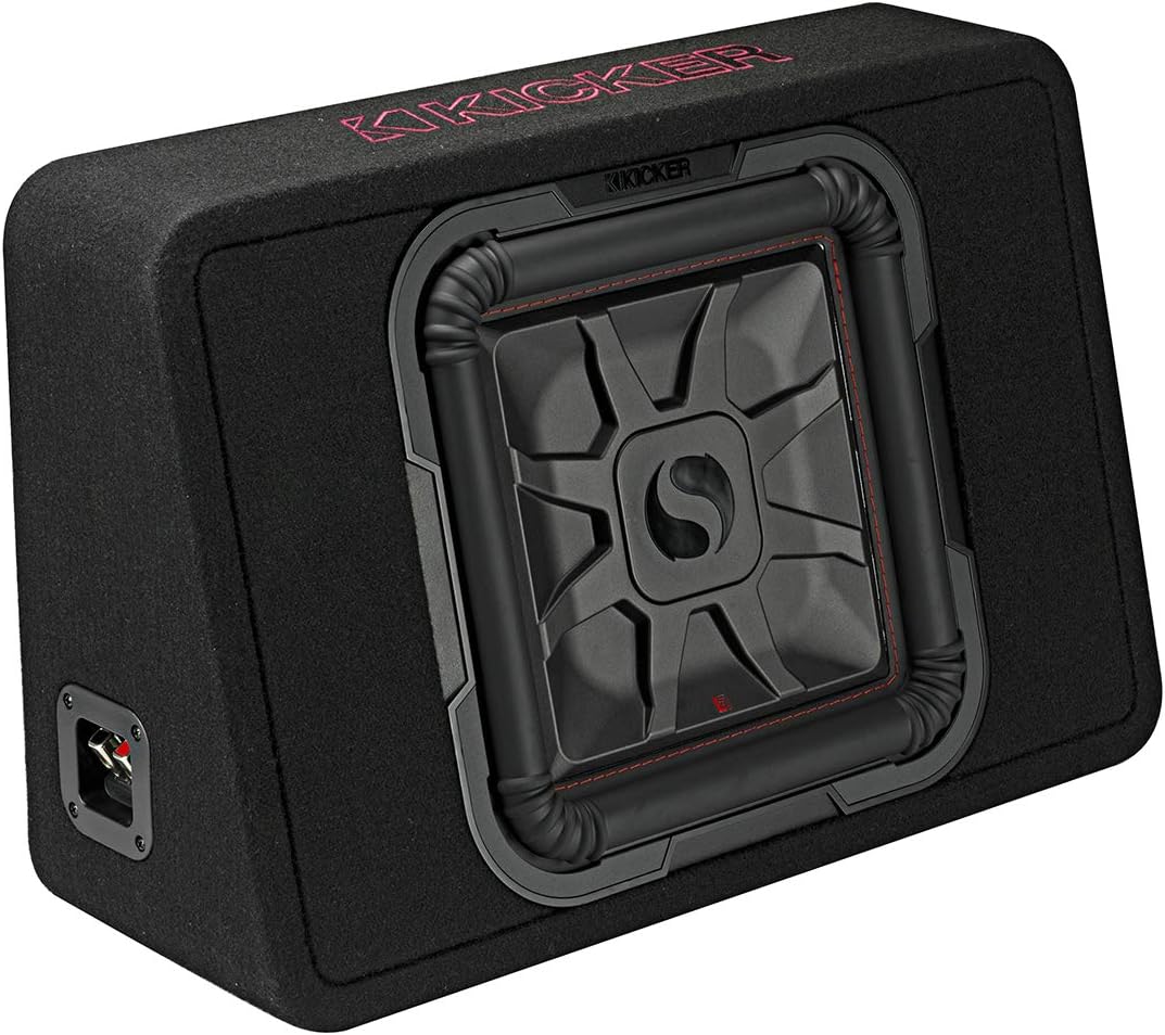 Kicker 46TL7T122 Sealed 2-Ohm Enclosure with Single Square L7T Series 12" Shallow-Mount Subwoofer