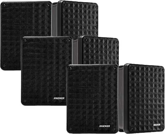 Kicker KB6 2-Way Full Range Indoor Outdoor Speakers (6 Speaker Bundle)