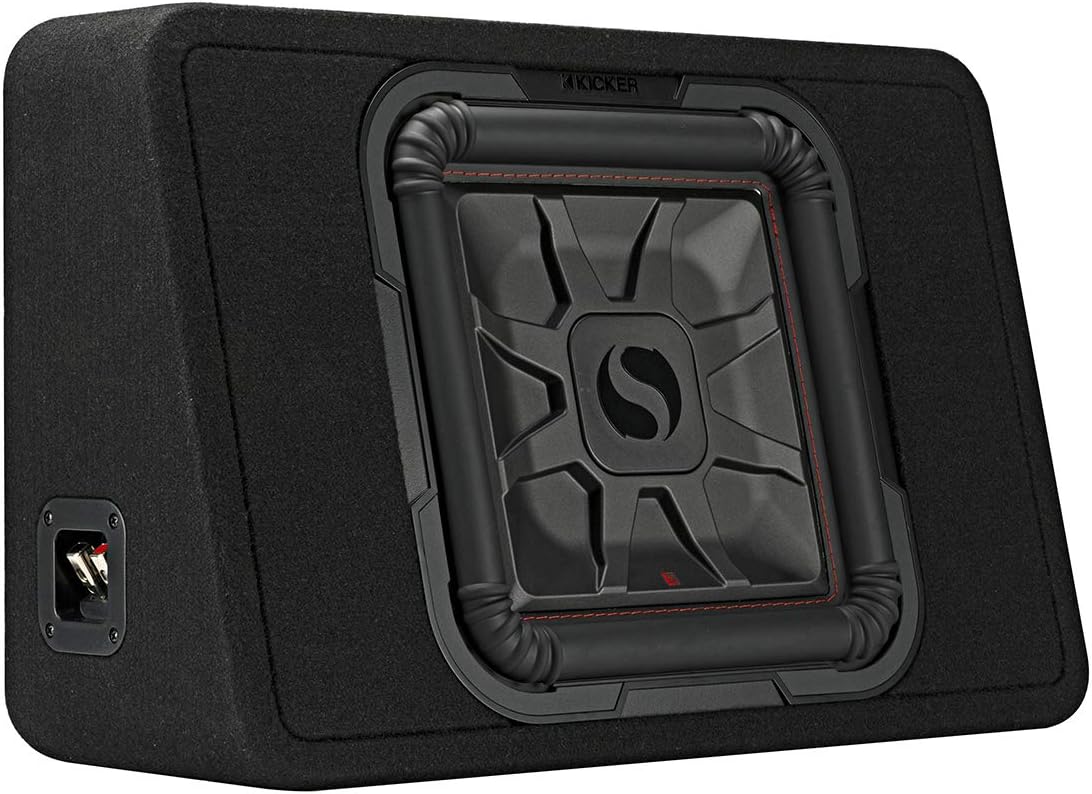 Kicker 46TL7T122 Sealed 2-Ohm Enclosure with Single Square L7T Series 12" Shallow-Mount Subwoofer