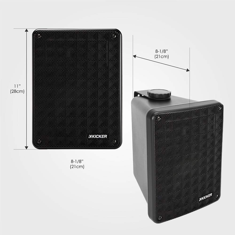 Kicker KB6 2-Way Full Range Indoor Outdoor Speakers (4 Speaker Bundle)