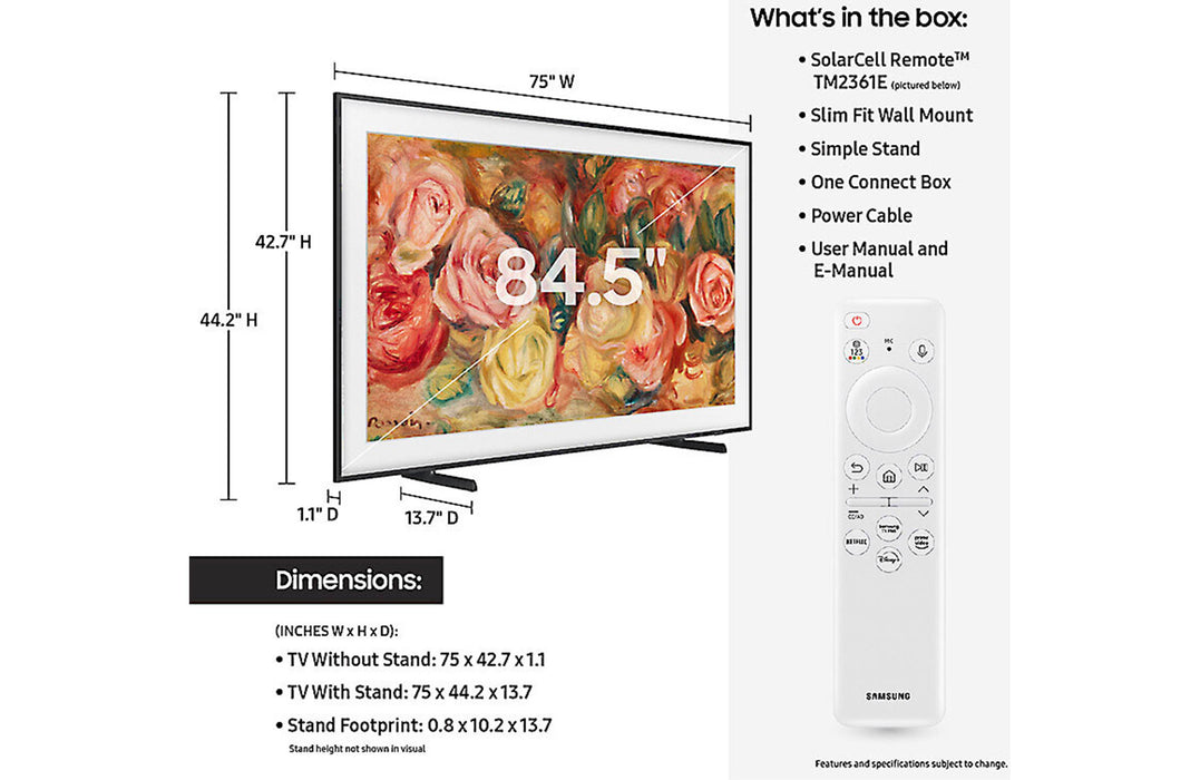 Samsung LS03D "The Frame" 85" 4K Smart QLED UHD TV with HDR and Art Display Modes