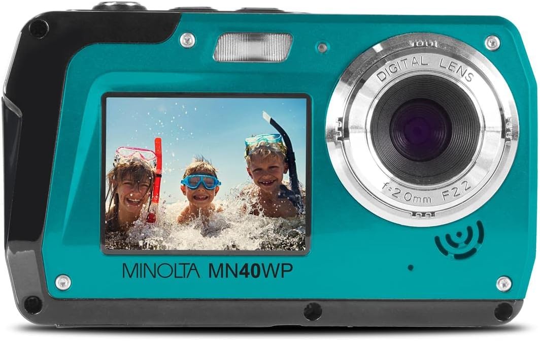 Minolta MN40WP Waterproof Dual-Screen Digital Camera (Blue)