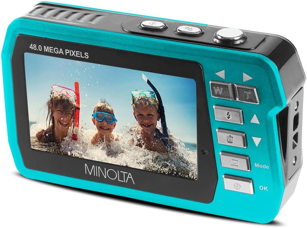 Minolta MN40WP Waterproof Dual-Screen Digital Camera (Blue)