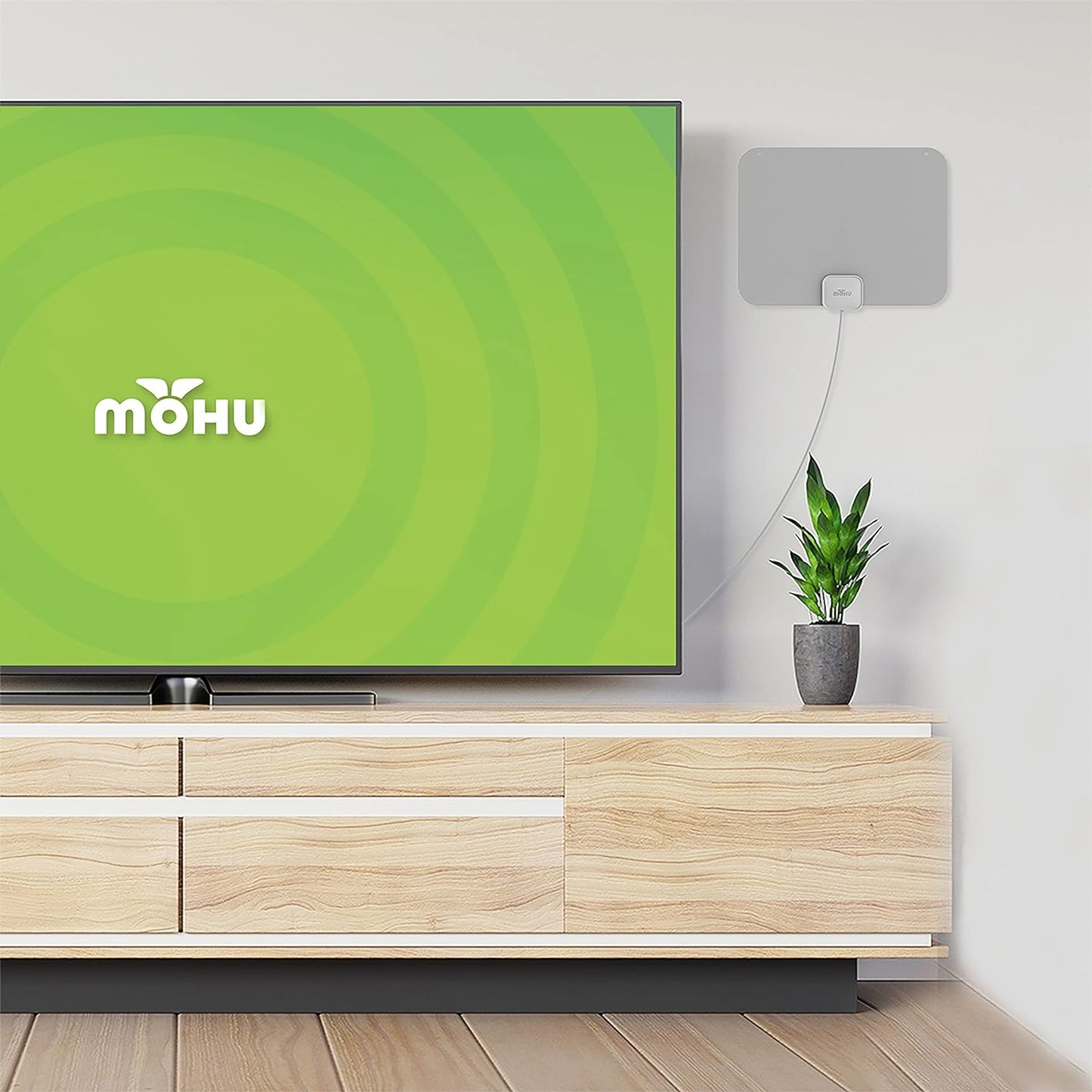 Mohu Leaf Ultra-Thin Indoor TV Antenna, UHF VHF, 40-Mile Range, Multi-Directional, 4K UHD, NEXTGEN TV (12ft Cable)