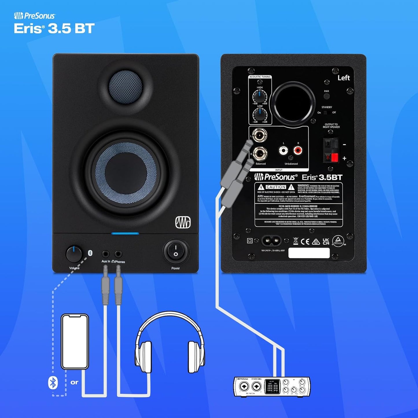 PreSonus Eris 3.5BT 3.5" Powered Desktop Speakers with Bluetooth