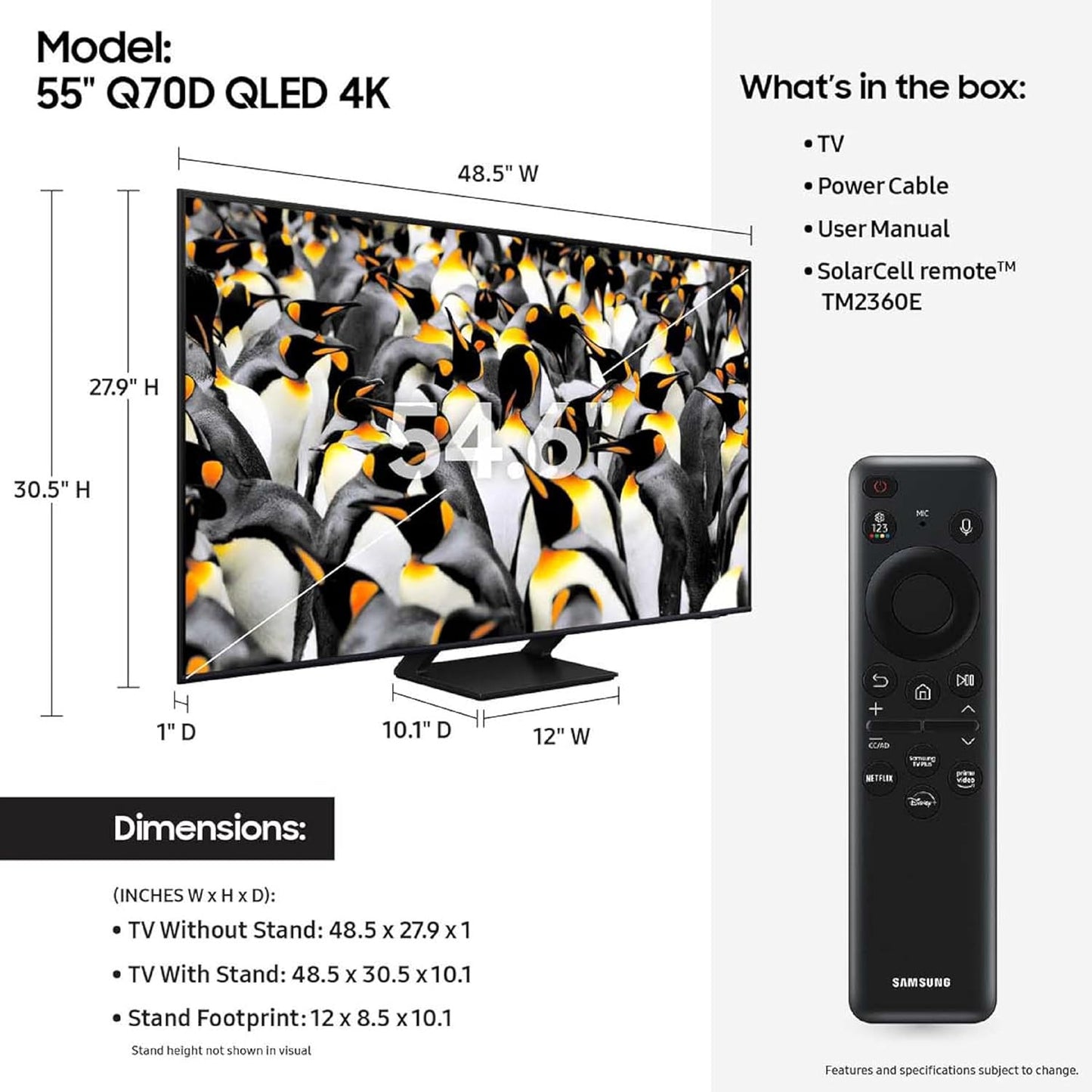 Samsung Q70D 55" Class QLED 4K Quantum HDR Smart TV (2024)