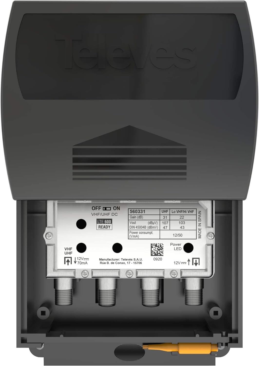 Televes 560383 Single Input Antenna Preamp Amplifier