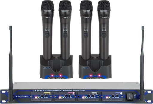 VocoPro UHF-5805-10 Professional Rechargeable 4-Channel UHF Wireless Handheld Mic System