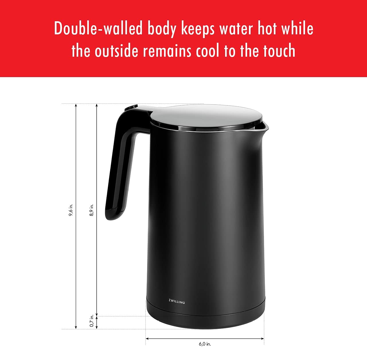 Zwilling Enfinigy 1.5-Liter Cool Touch Stainless Steel Electric Kettle Pro Tea Kettle