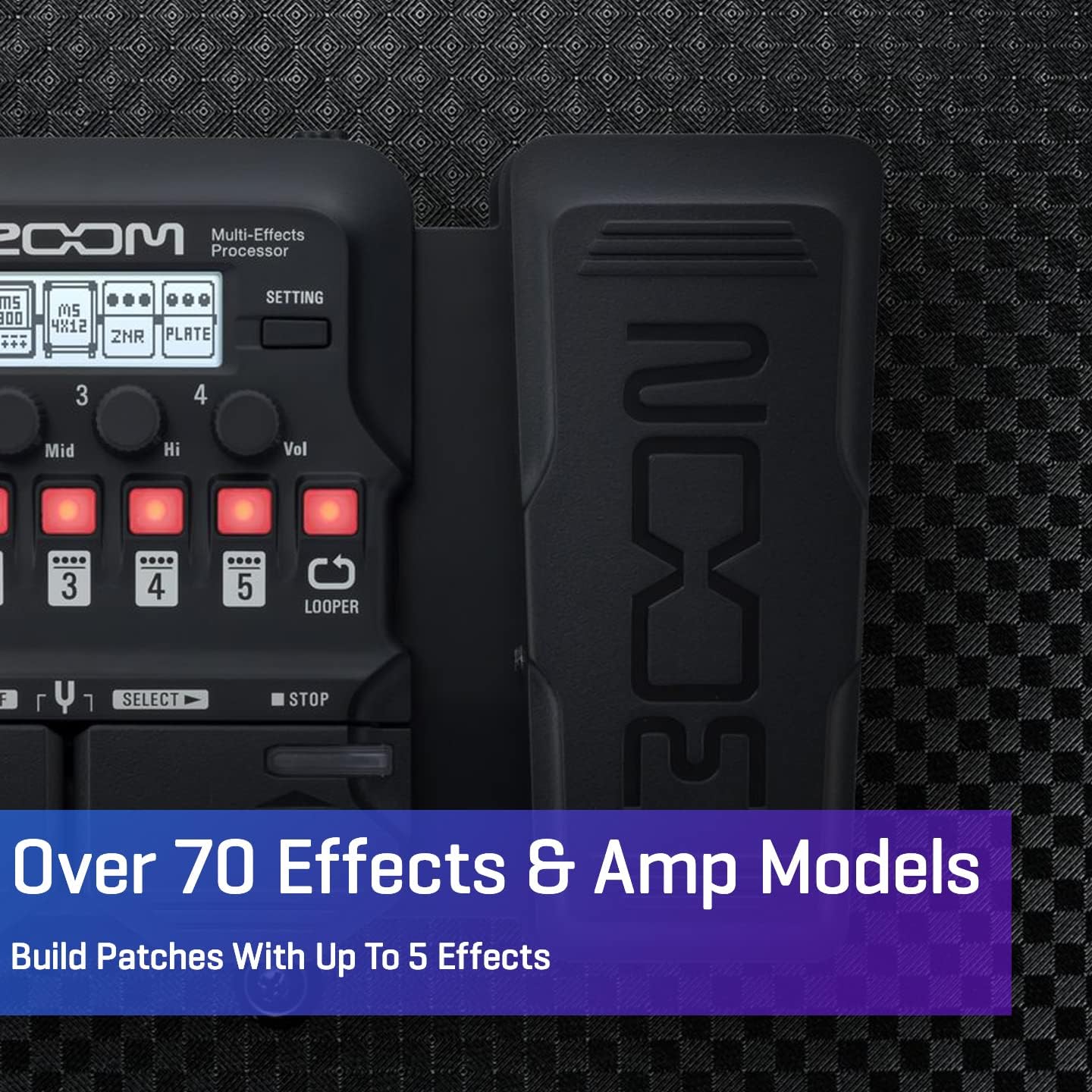 Zoom G1X FOUR Guitar Multi-Effects Processor with Expression Pedal, With 70+ Built-in Effects & Amp