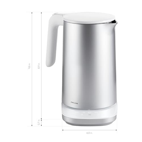 ZWILLING Enfinigy Cool Touch 1-Liter Electric Kettle Pro, Cordless Tea Kettle & Hot Water - Silver