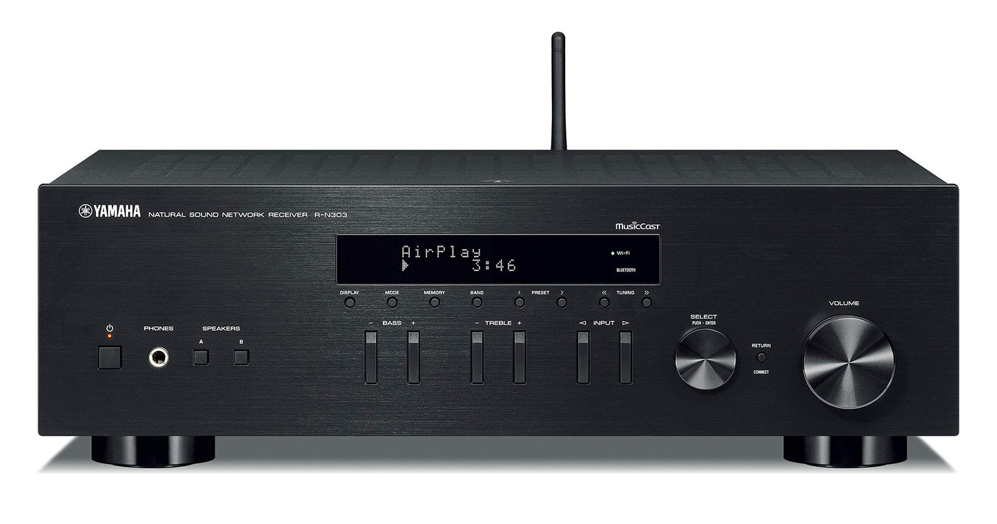 Yamaha R-N303BL Stereo Receiver with Wi-Fi Bluetooth & Phono Black, Works with Alexa (Renewed)