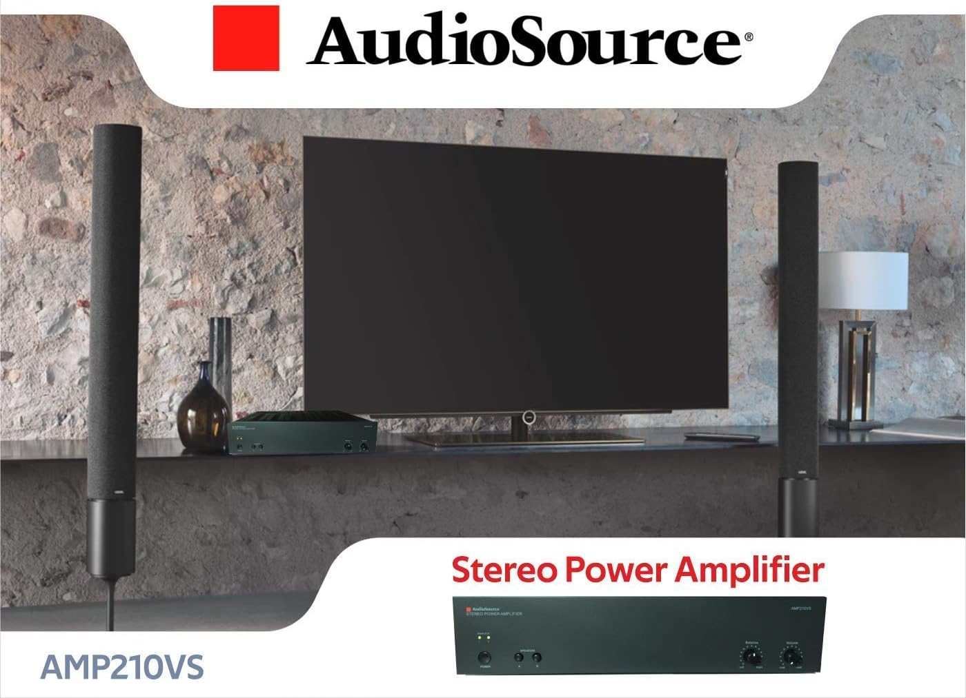 AudioSource Analog Amplifier, Stereo Power A Amplifier AMP210VS for Home Sound Systems (Renewed)