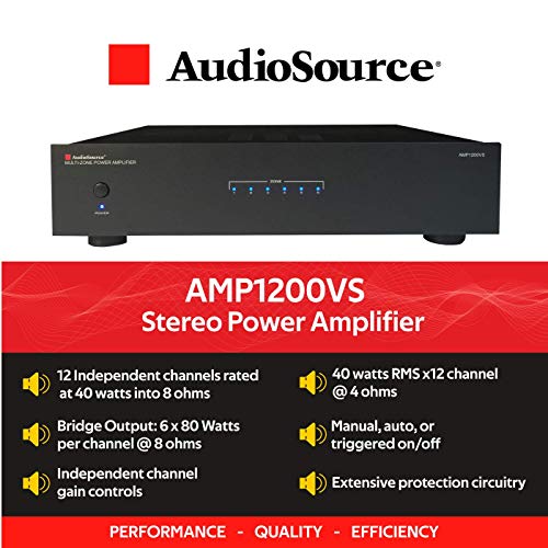 AudioSource Analog Amplifier, Stereo More Versatility A Amplifier AMP1200VS for Home Sound Systems (Renewed)