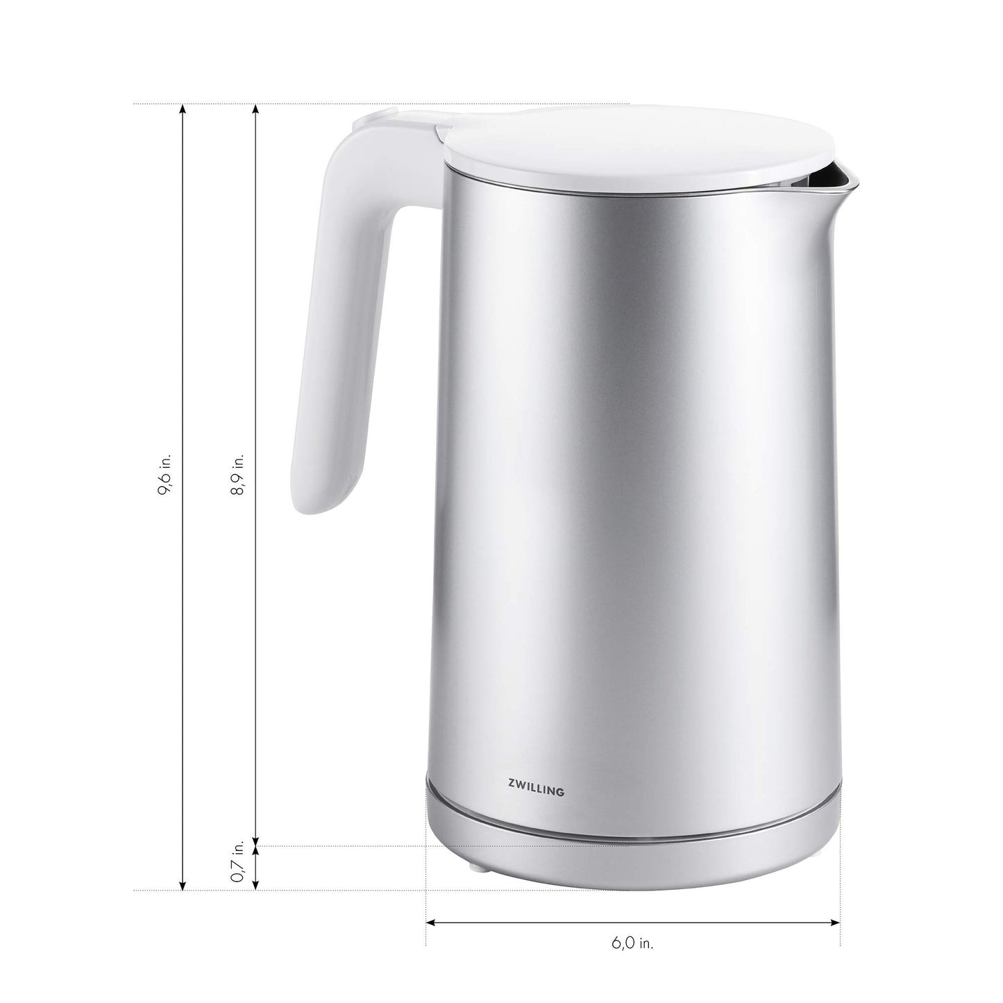 ZWILLING Enfinigy Cool Touch 1.5-Liter Electric Kettle, Cordless Tea Kettle & Hot Water, Silver