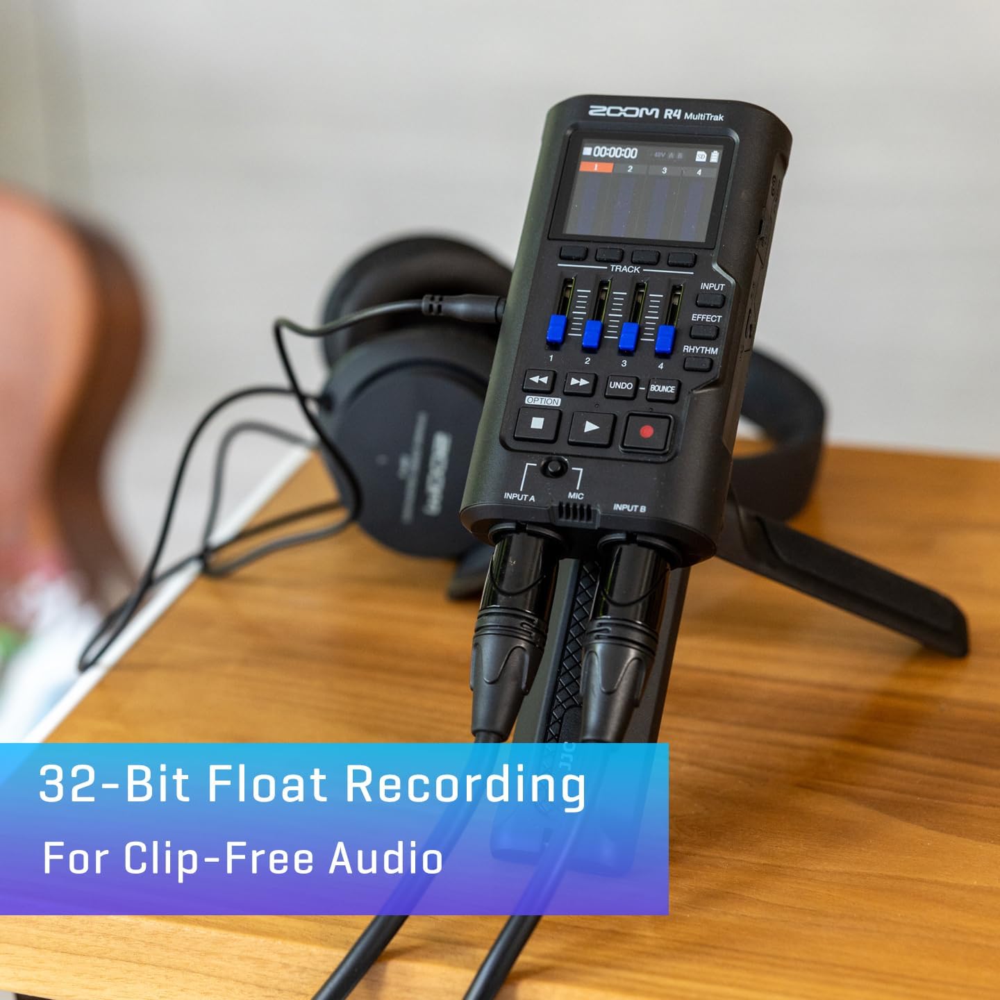 Zoom R4 MultiTrak 32-Bit Float Recorder with Stereo Bouncing, 2 XLR/Combo Inputs, Built-In Microphone, Effects, Rhythms, Battery Powered, and Audio Interface