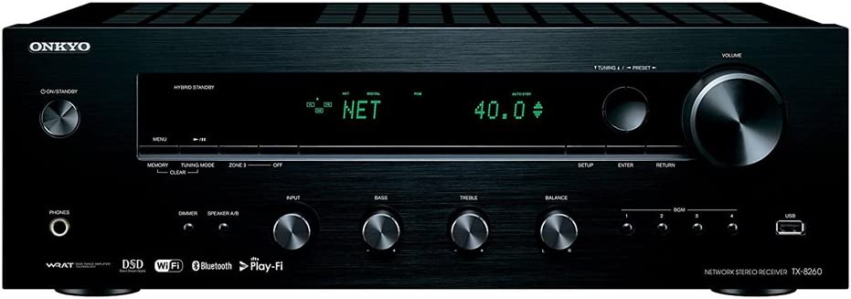 Onkyo TX-8260 2 Channel Network Stereo Receiver Black (Certified Refurbished)