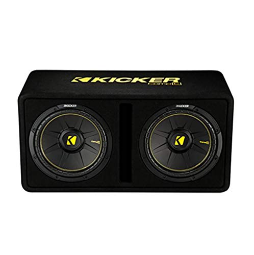 Kicker 44DCWC122 CompC Dual 12" 1200 Watt Single 2 Ohm Terminal Vented Loaded Compact Vented Loaded Subwoofer Enclosure for Trunks or SUV, Black - Car Subwoofers - electronicsexpo.com