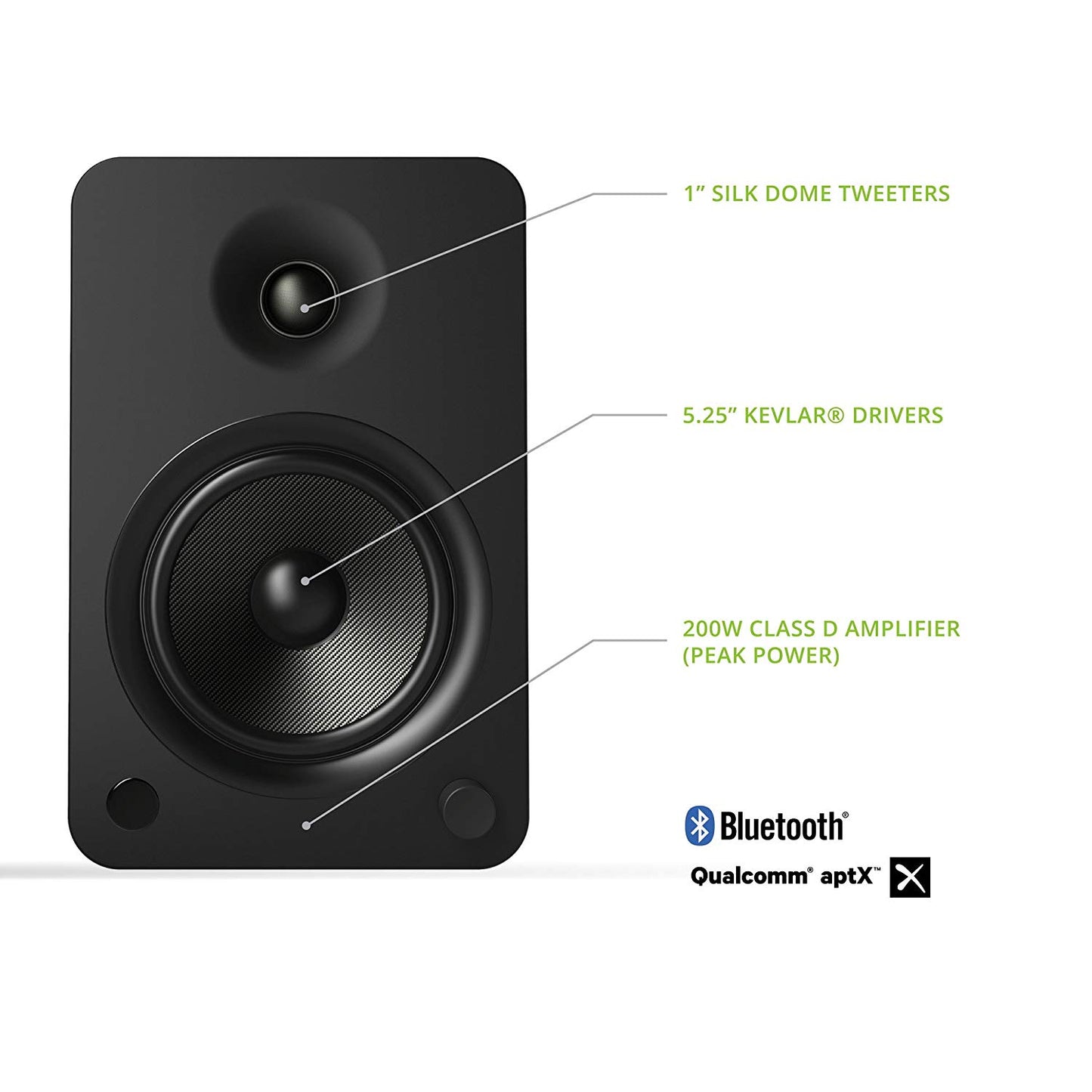 Kanto YU6 Powered Speakers with Bluetooth & Phono Preamp - Matte Black - Powered Speakers - electronicsexpo.com