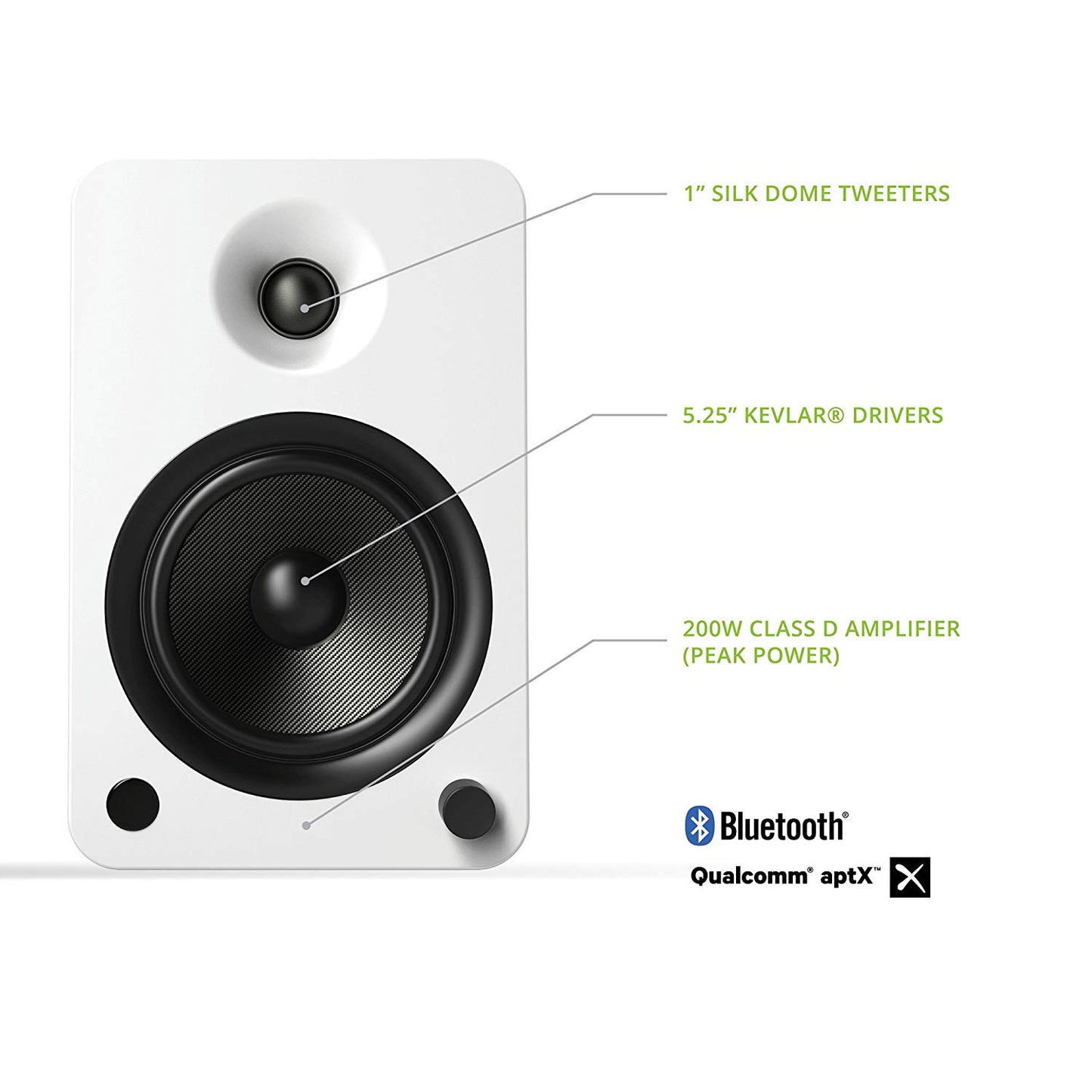 Kanto YU6 Powered Speakers with Bluetooth and Phono Preamp, - Matte White - Powered Speakers - electronicsexpo.com