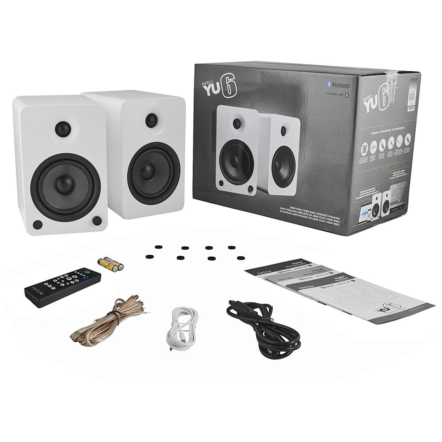 Kanto YU6 Powered Speakers with Bluetooth and Phono Preamp, Gloss White - Powered Speakers - electronicsexpo.com